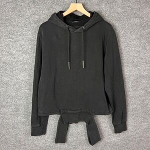 Givenchy Paris XS Oversized Hoodie Cutout Bottom Pullover Sweatshirt  Black